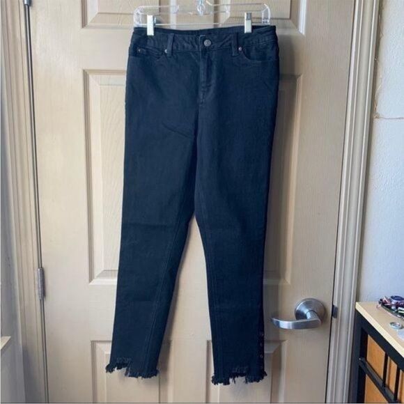 Forever 21 Black Ankle Cropped Jeans Size 28 Frayed Hem - Picture 2 of 13